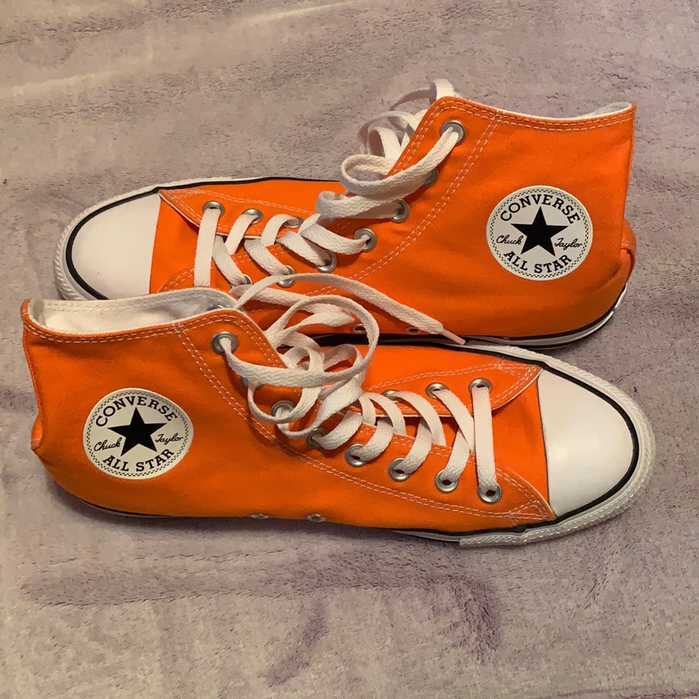 Orange high top converse